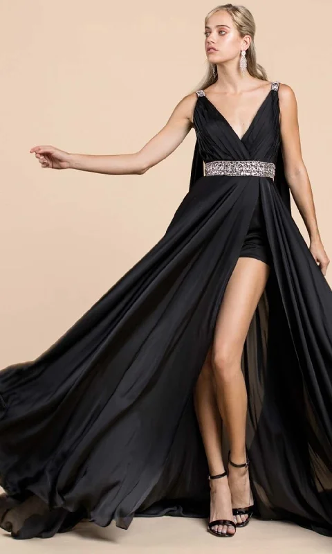 women's silk dressesLadivine A0065 - Satin Formal with Cape Evening Dress