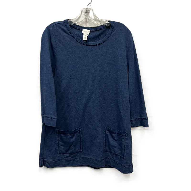 women's tops for those who want to elevate their everyday wear with chic and elegant piecesTop Long Sleeve By Chicos In Blue, Size: M