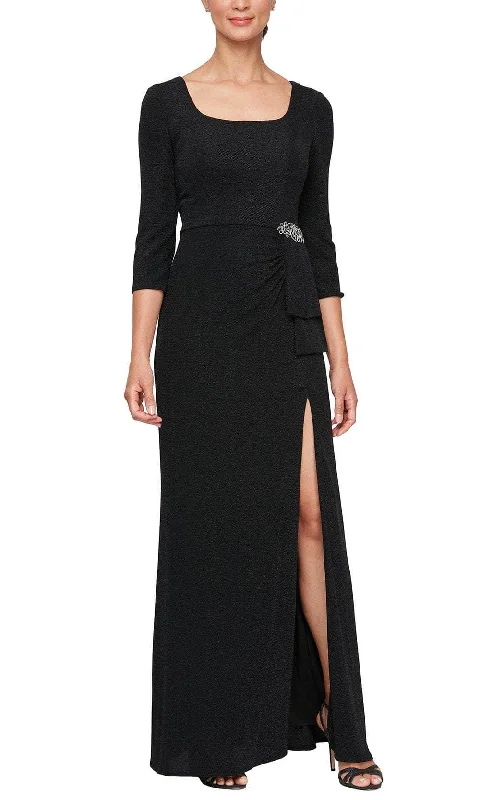 Backless DressAlex Evenings 8127800 - Quarter Sleeve Sheath Formal Gown