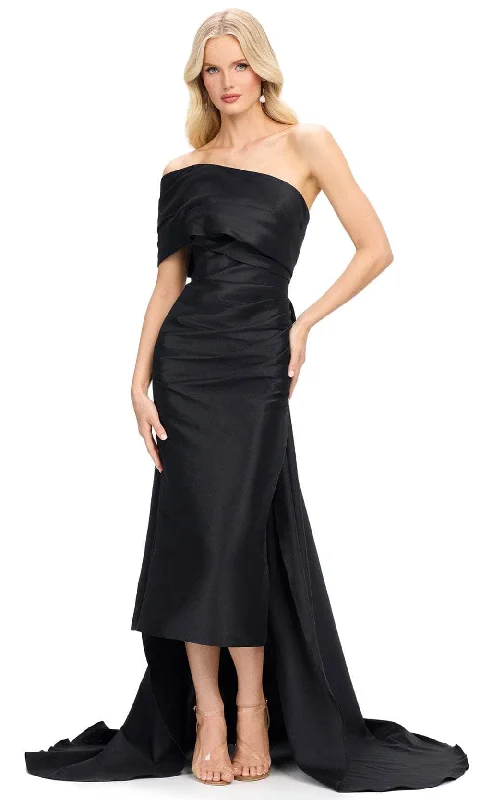 Sequined DressAshley Lauren 11727 - Bow Draped Sheath Evening Gown