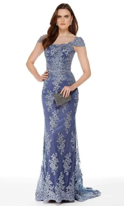 Sheath DressAlyce Paris - 27042 Scalloped Lace Cap Sleeves Evening Gown