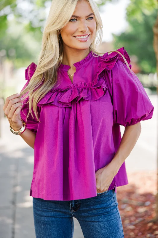 camisoles for womenMake Your Choices Magenta Ruffled Blouse