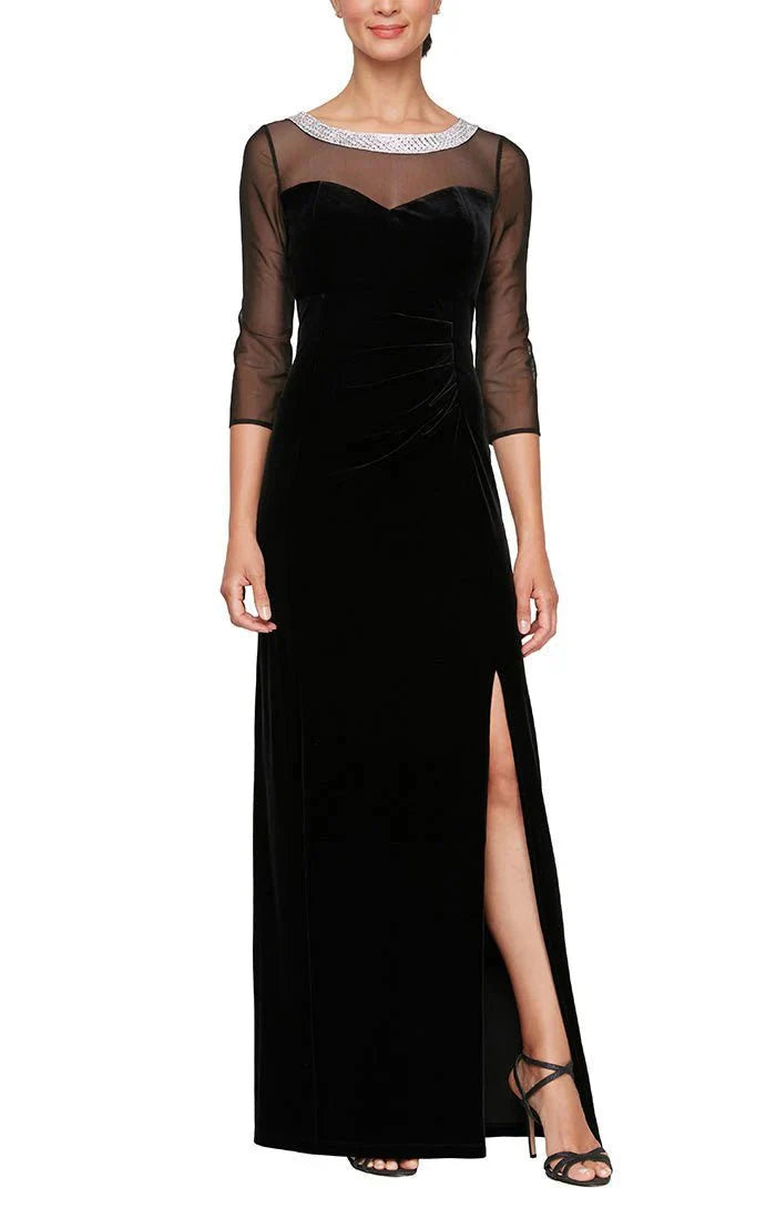 women's casual dressesAlex Evenings 8191951 - Illusion Quarter Sleeve Evening Dress