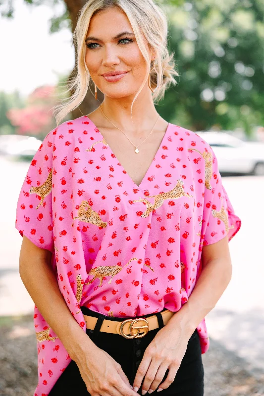 cropped women's topsGo All Out Pink Leopard Top