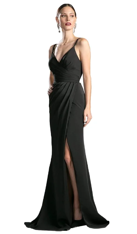 women's curve-hugging dressesCinerella Divine KC1850 - Drape-Detailed Sleeveless Wrap Bodice Evening Dress