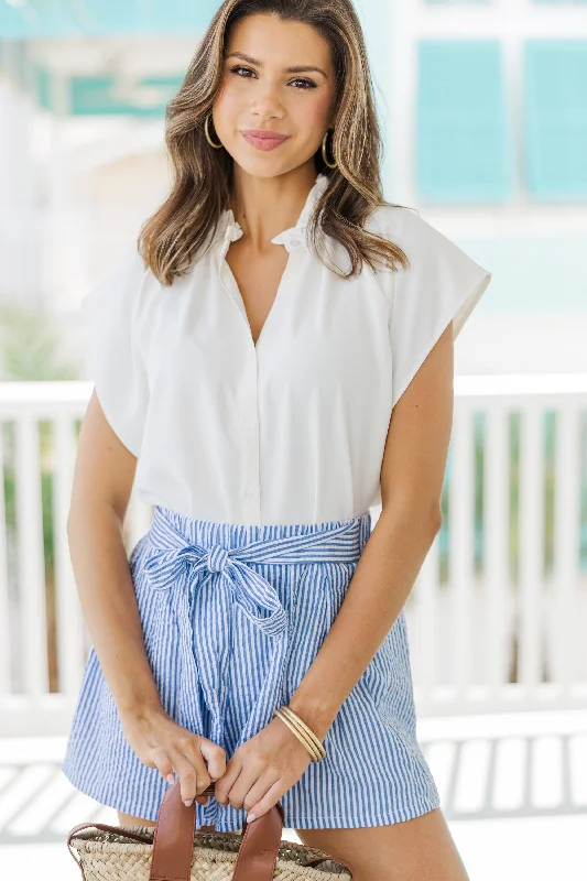 women's tops with cold-shoulder cuts and lace detailingKnow It Well White Ruffled Top