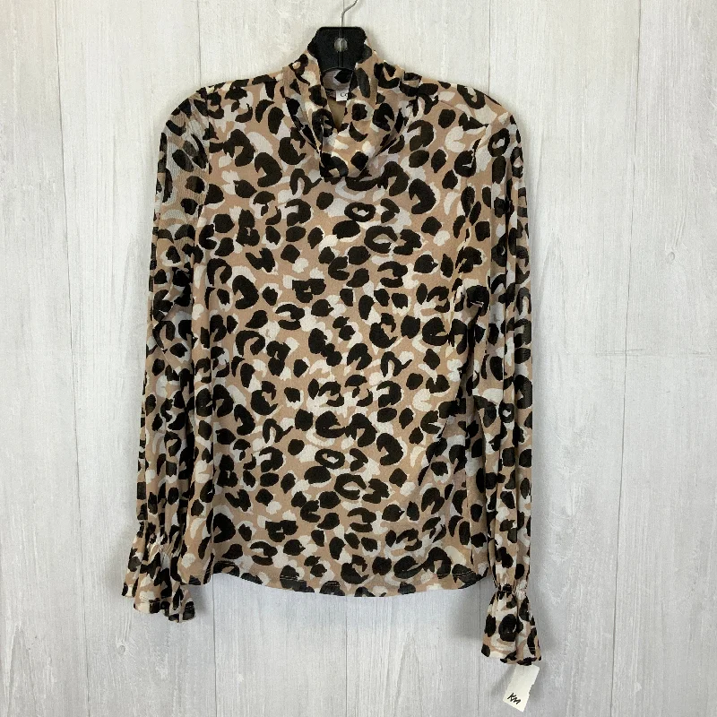 women's tops for picnics in the parkTop Long Sleeve By Calvin Klein In Animal Print, Size: S