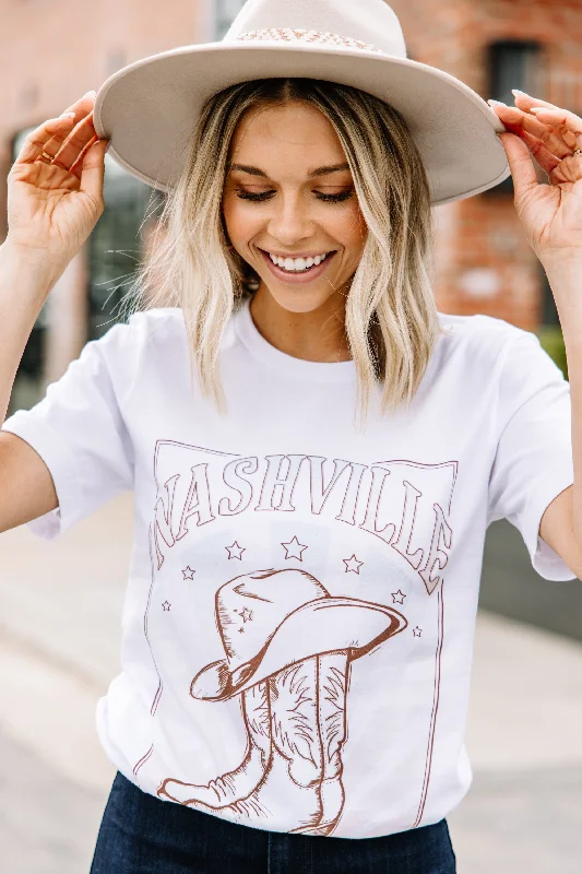 striped women's topsNashville White Graphic Tee