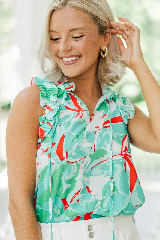 women's tops for those who love to experiment with fashionAll Your Own Green Floral Blouse