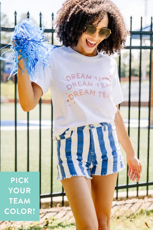 women's tops with flutter sleevesDream Team White/Orange Graphic Tee