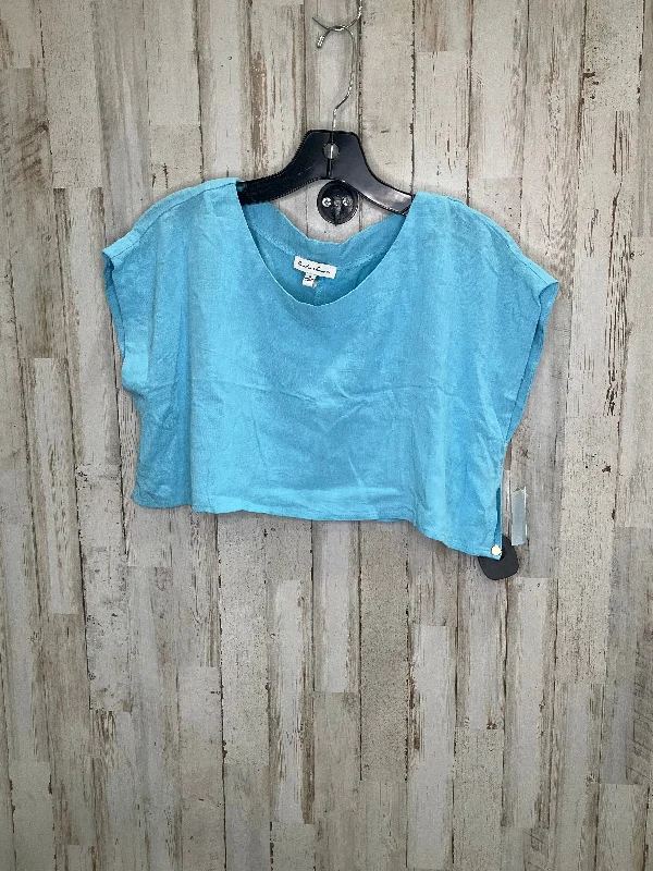 women's tops with ruffled hemsBlue Top Short Sleeve Clothes Mentor, Size S