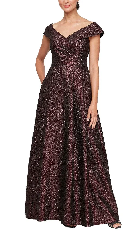 Maternity DressAlex Evenings 8157030 - Fold Over V-Neck Formal Gown