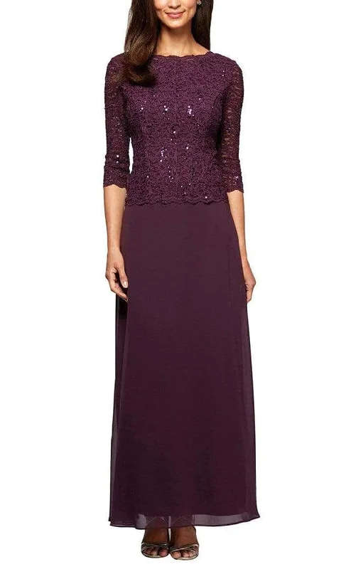 Jersey DressAlex Evenings - Embellished Lace Quarter Sleeve Dress 112318