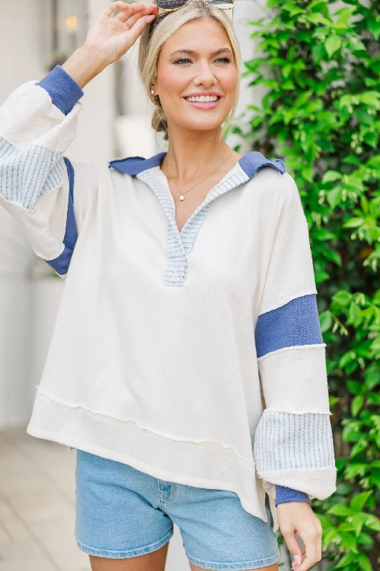 women's tops for those who want to create outfits that reflect their personal style and sense of fashionHear You Out Blue Striped Pullover