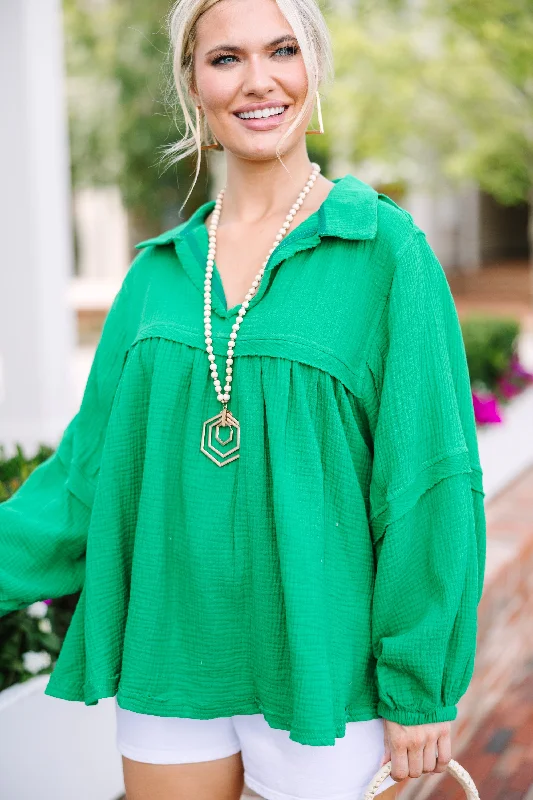 women's tops for those who want to create outfits that are both trendy and timelessLove Life Kelly Green Babydoll Top