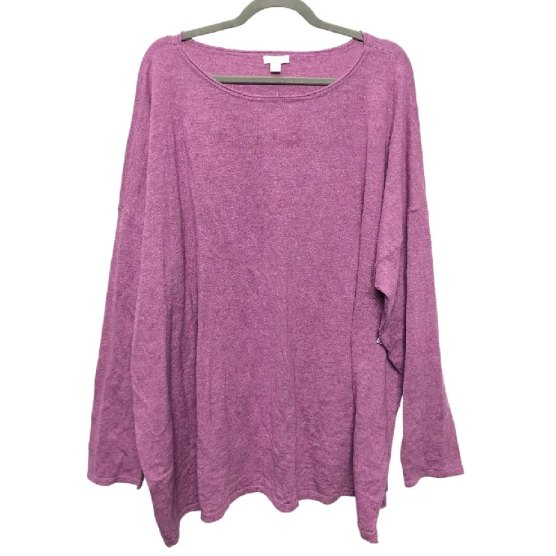 women's tops for casual FridaysTop Long Sleeve Basic By J. Jill In Purple, Size: 4x