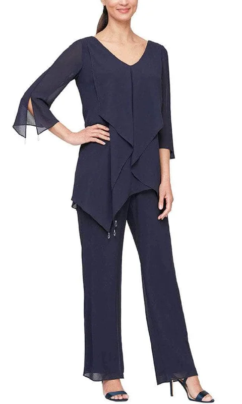 women's wrinkle-resistant dressesAlex Evenings 8192004 - Quarter Sleeve Pantsuit