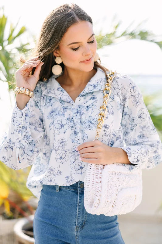 women's tops for those who seek both style and comfortTake Your Turn White Floral Blouse