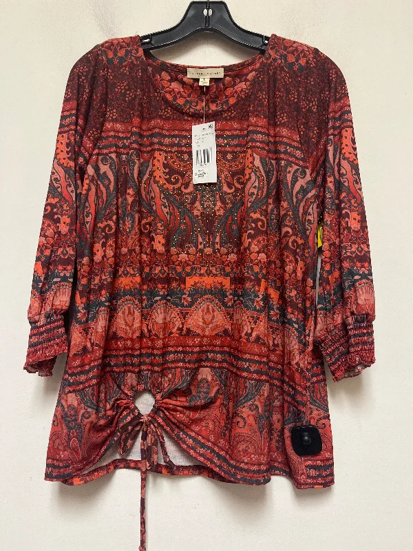 women's tops with sequin embellishmentsTop Long Sleeve By Clothes Mentor In Paisley Print, Size: L