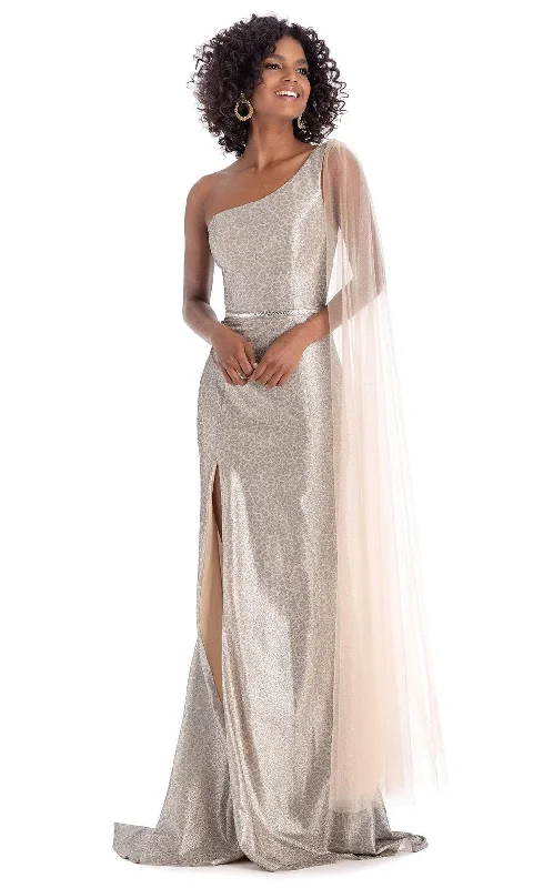 Tulle DressClarisse - 8170SC Asymmetric Glittered Evening Gown