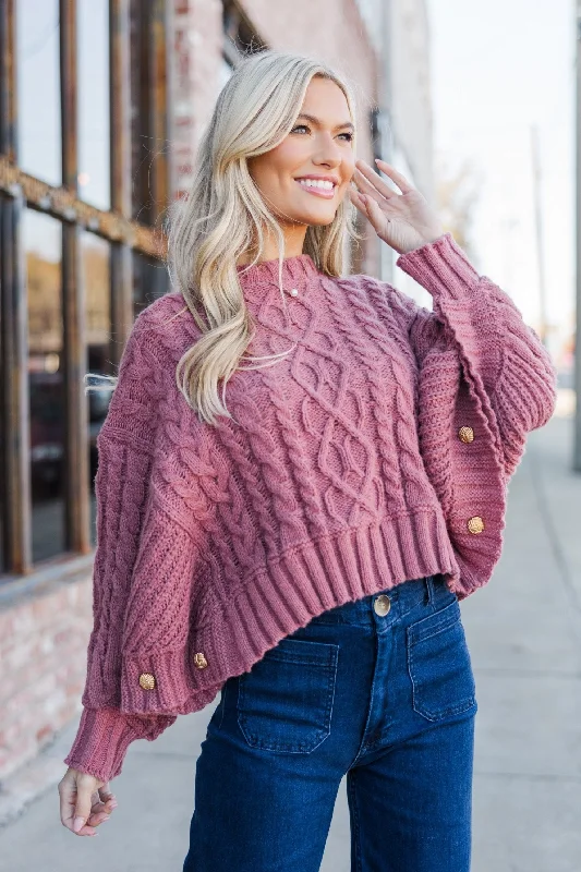 women's tops with beading accentsFell In Love Mauve Pink Poncho Sweater