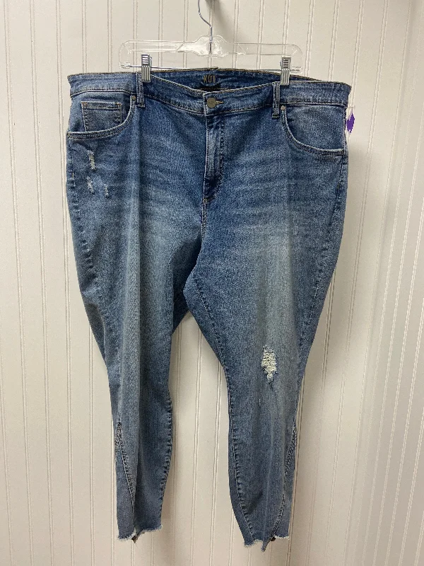 women's distressed denim jeans with holesBlue Denim Jeans Skinny Kut, Size 24w