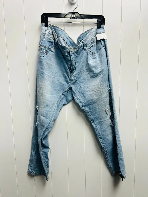 women's denim jeans for petite womenBlue Denim Jeans Cropped Boutique +, Size 18