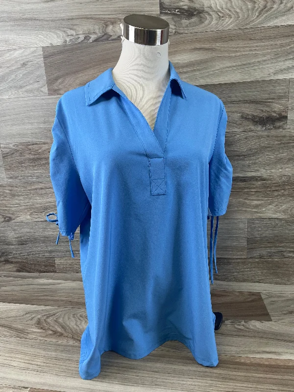 women's tops for vintage fashion enthusiastsBlue Top Short Sleeve Chicos, Size M