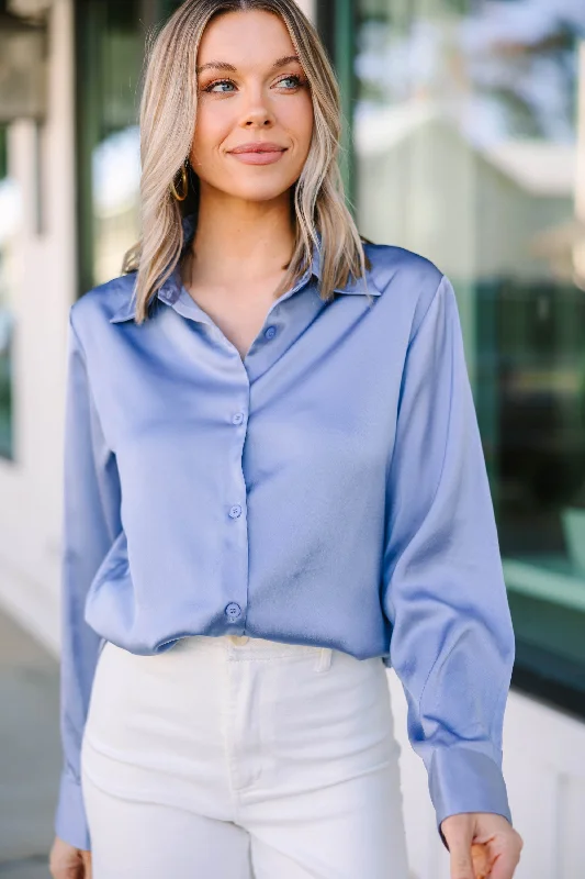 women's tops for boho-chic stylesDream On Sky Blue Satin Blouse