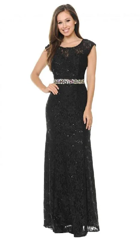 Bridesmaid DressLenovia - Floral Lace Scoop Evening Gown 5131