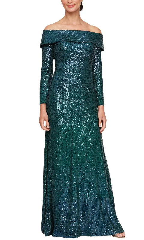 women's formal dressesAlex Evenings 8196947 - Sequin Off-Shoulder Evening Gown