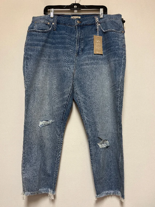 women's denim jeans with ripped kneesBlue Denim Jeans Boyfriend Madewell, Size 20