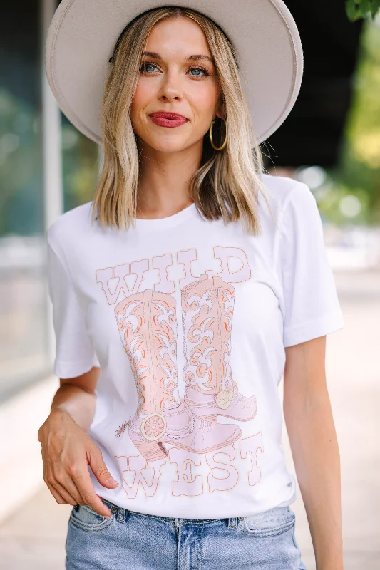 women's tops for casual FridaysWild West White Graphic Tee