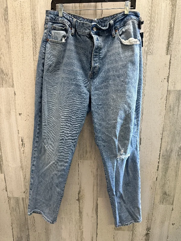 women's denim jeans with leather back pocketsBlue Denim Jeans Straight Old Navy, Size 18