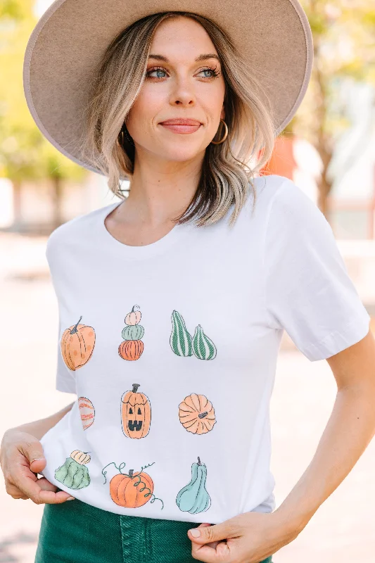 long-sleeved women's topsPumpkin Season White Graphic Tee