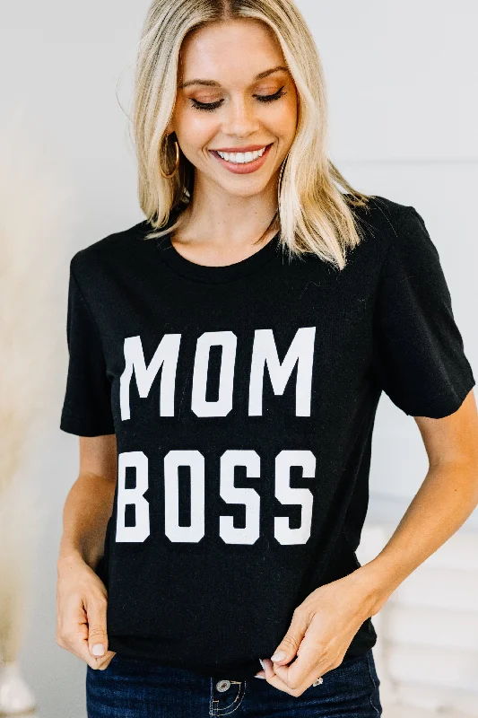 cozy women's tops for fall and winterMom Boss Black Graphic Tee