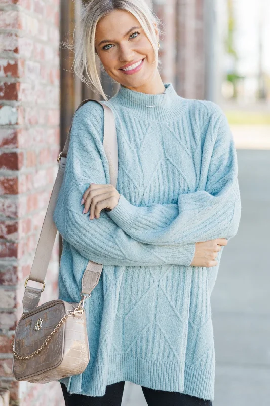 women's tops for cocktail partiesWalk The Walk Light Blue Sweater