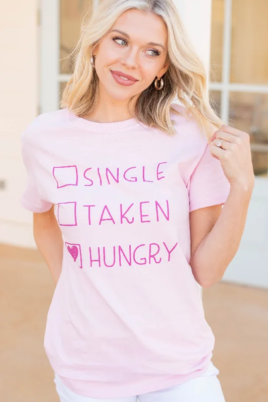 women's tops for casual FridaysJust Hungry Light Pink Graphic Tee