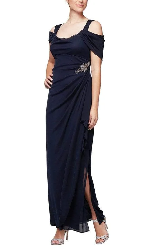 Sweetheart Neckline DressAlex Evenings - Brooch Ornate Drape Evening Dress 232902