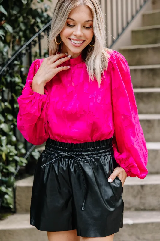 women's tops with geometric patternsFind Yourself Magenta Pink Textured Blouse