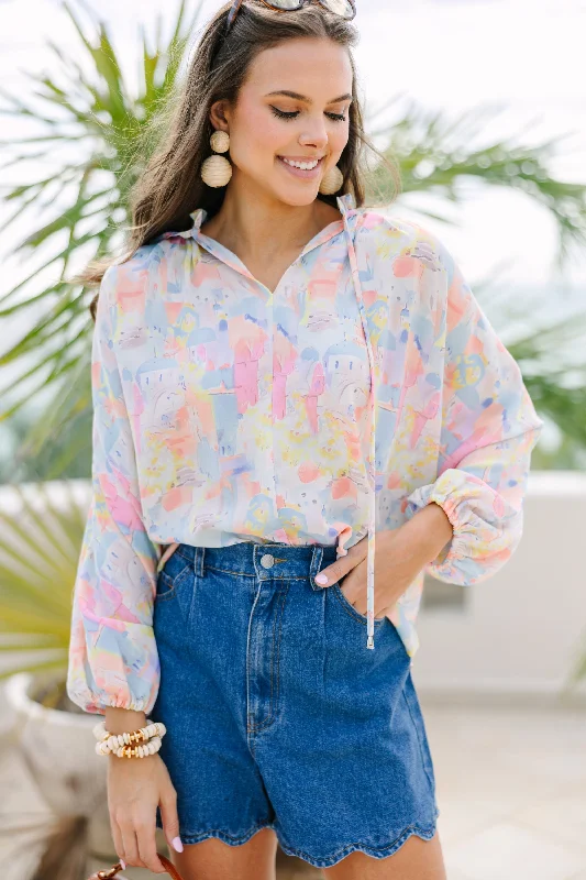 women's tops for statement-making outfitsJust Visiting Pink Printed Blouse