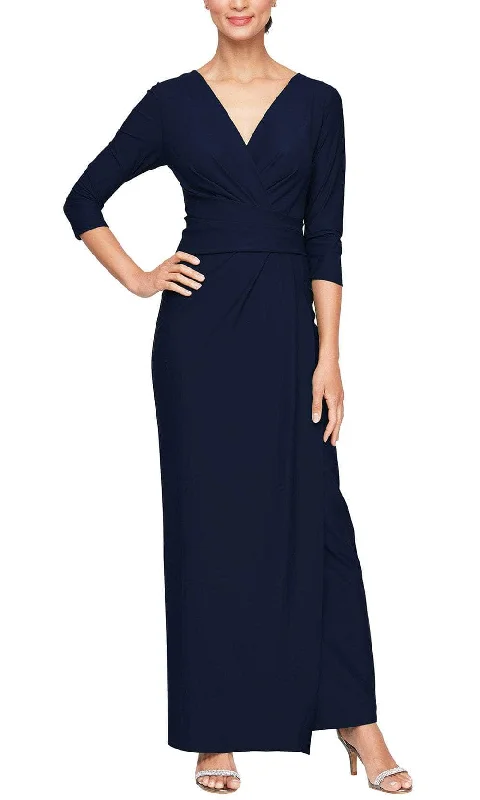 Ruffled Hem DressAlex Evenings 8134413 - Quarter Sleeve Jersey Formal Gown