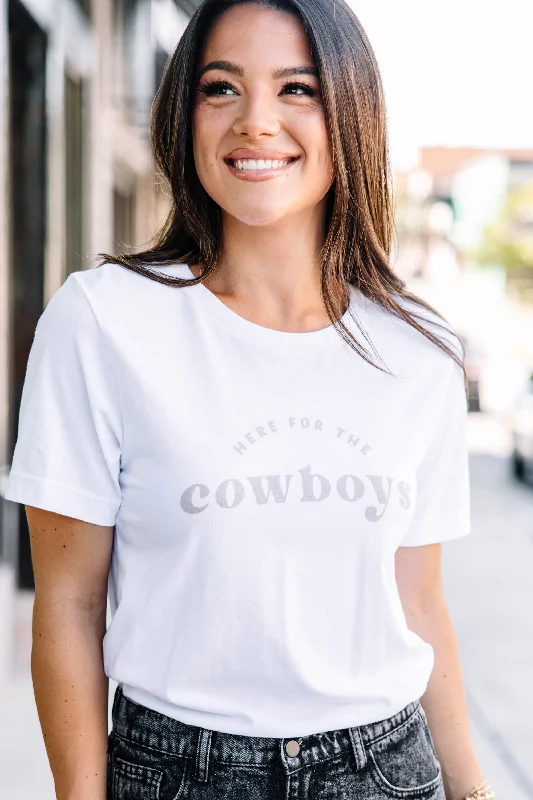 lace women's topsHere For The Cowboys White Graphic Tee