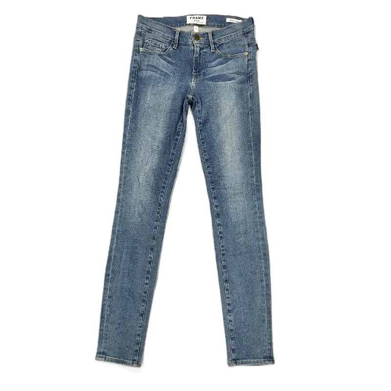 women's denim jeans with contrasting stitchingDenim Blue Jeans Designer By Frame, Size: 00