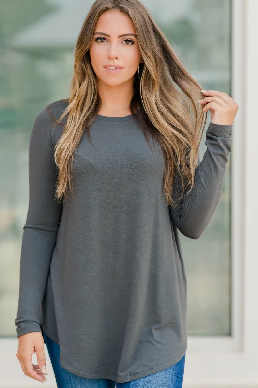 women's tops for those who love to dress up their casual looks with stylish topsWon't Let You Down Gray Classic Top