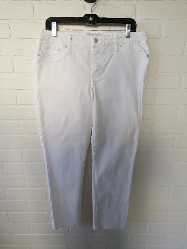 women's denim jeans for pear-shaped bodiesWhite Denim Jeans Cropped Lucky Brand, Size 12