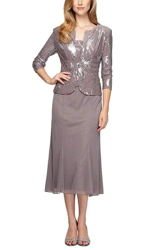 Satin DressAlex Evenings - 196267SC Two Piece Suit and Skirt Sequined Attire