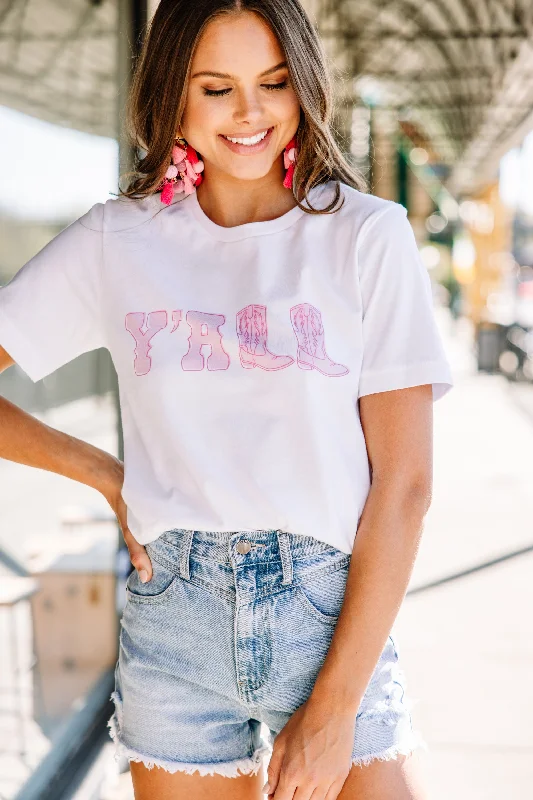 women's tops with bell sleevesY'all White Graphic Tee