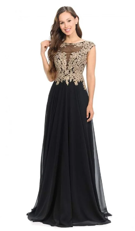 women's checkered dressesLenovia 8123 - Lace Appliqued Evening Gown