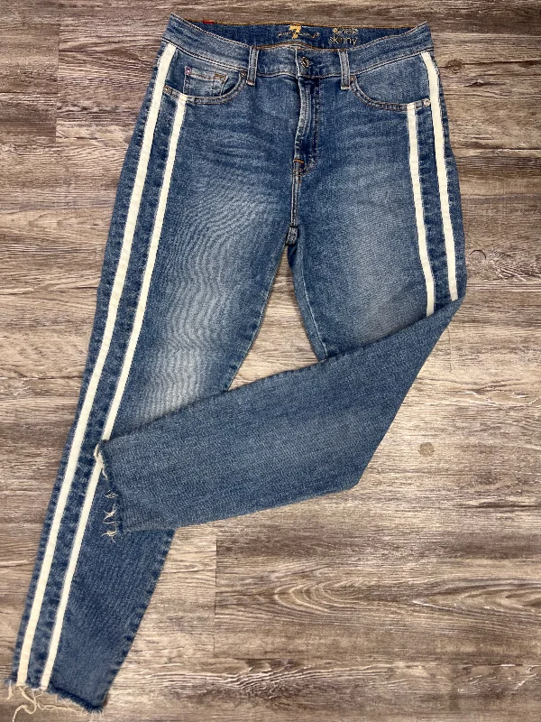 women's denim jeans with animal printsBlue Denim Jeans Designer 7 For All Mankind, Size 8